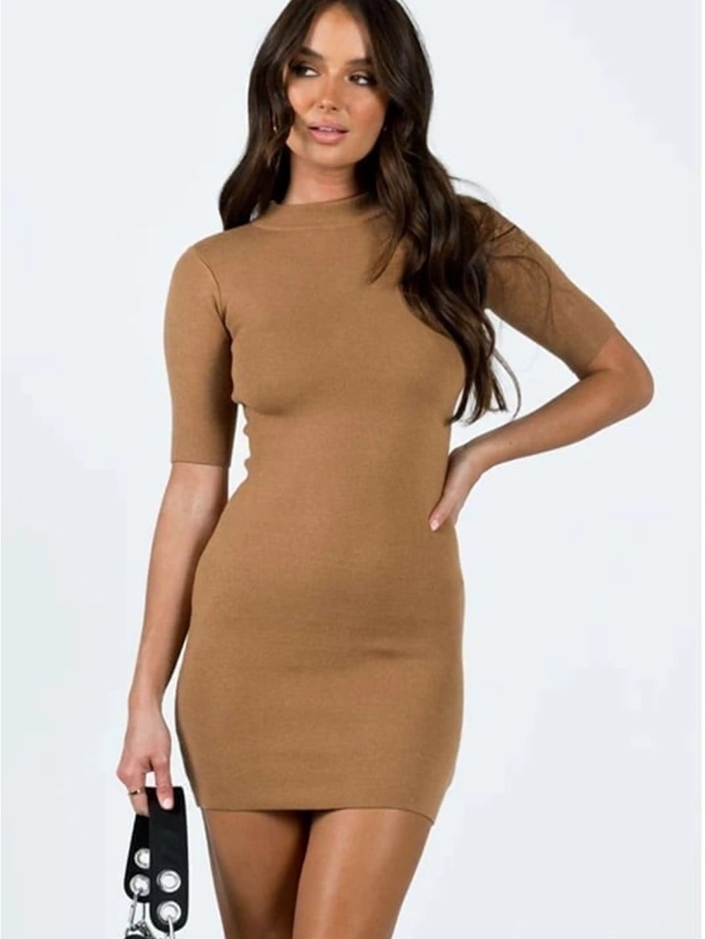 Princess Polly Midi Knit Dress in Tan